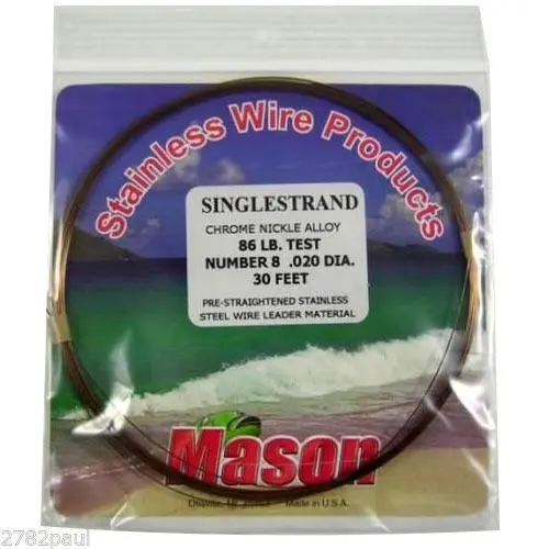 25ft Coil of Mason Single Strand Stainless Steel Wire Fishing Leader