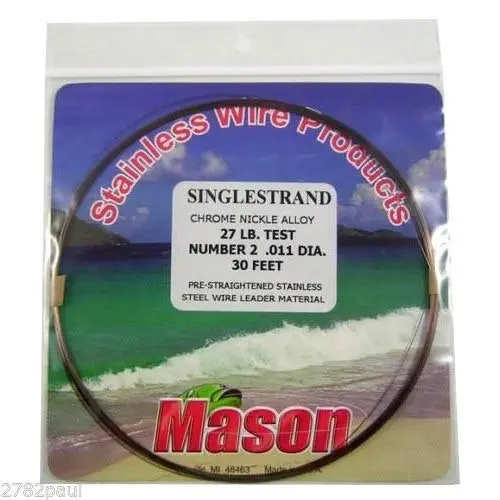 25ft Coil of Mason Single Strand Stainless Steel Wire Fishing Leader