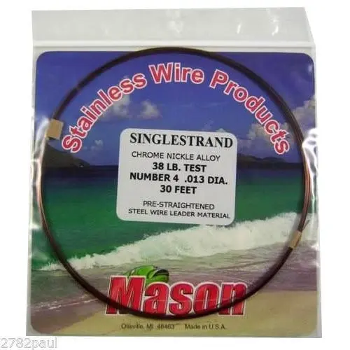 25ft Coil of Mason Single Strand Stainless Steel Wire Fishing Leader