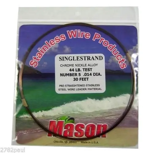 25ft Coil of Mason Single Strand Stainless Steel Wire Fishing Leader