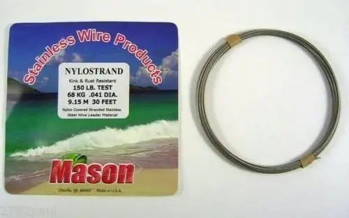 30ft Coil of Bright Nylostrand Stainless Steel Fishing Wire Leader Material