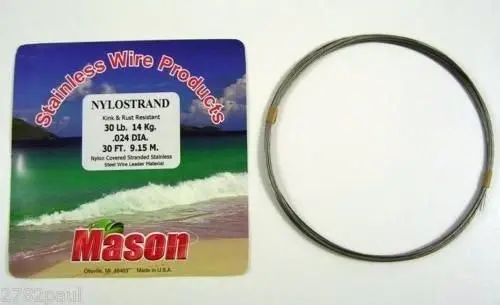 30ft Coil of Bright Nylostrand Stainless Steel Fishing Wire Leader Material