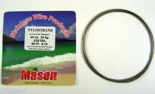 30ft Coil of Bright Nylostrand Stainless Steel Fishing Wire Leader Material