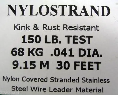 30ft Coil of Bright Nylostrand Stainless Steel Fishing Wire Leader Material