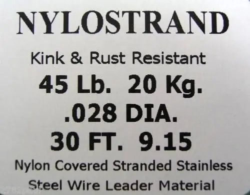 30ft Coil of Bright Nylostrand Stainless Steel Fishing Wire Leader Material