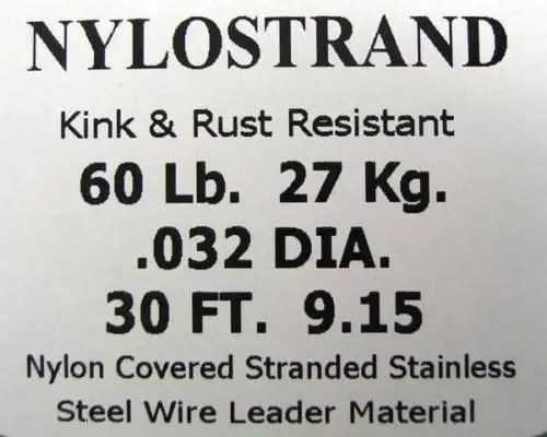 30ft Coil of Bright Nylostrand Stainless Steel Fishing Wire Leader Material