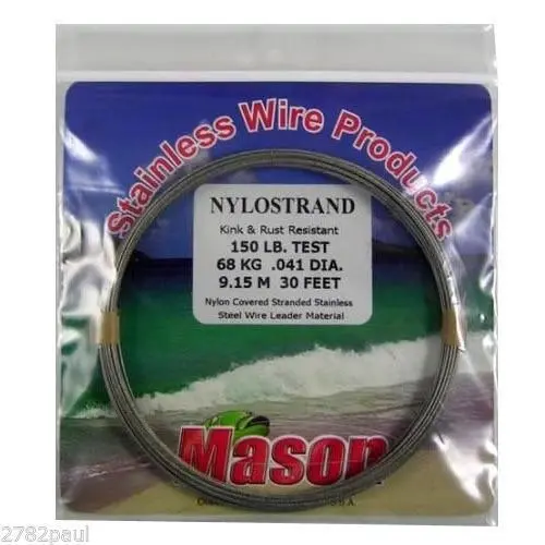 30ft Coil of Bright Nylostrand Stainless Steel Fishing Wire Leader Material