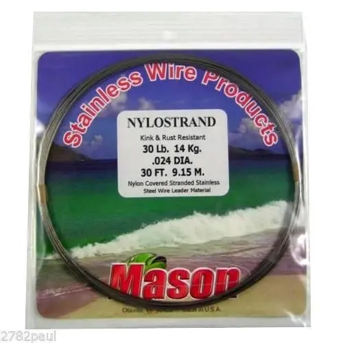 30ft Coil of Bright Nylostrand Stainless Steel Fishing Wire Leader Material