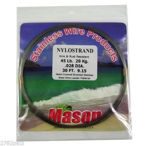 30ft Coil of Bright Nylostrand Stainless Steel Fishing Wire Leader Material