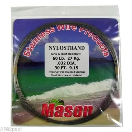 30ft Coil of Bright Nylostrand Stainless Steel Fishing Wire Leader Material