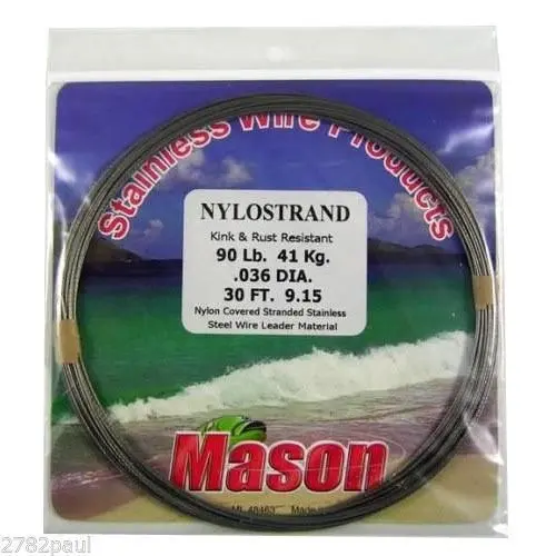 30ft Coil of Bright Nylostrand Stainless Steel Fishing Wire Leader Material