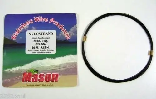 30ft Coil of Black Nylostrand Stainless Steel Fishing Wire Leader Material