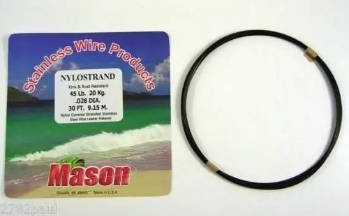 30ft Coil of Black Nylostrand Stainless Steel Fishing Wire Leader Material