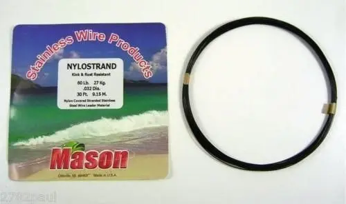 30ft Coil of Black Nylostrand Stainless Steel Fishing Wire Leader Material