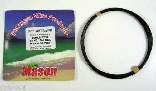 30ft Coil of Black Nylostrand Stainless Steel Fishing Wire Leader Material