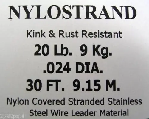 30ft Coil of Black Nylostrand Stainless Steel Fishing Wire Leader Material