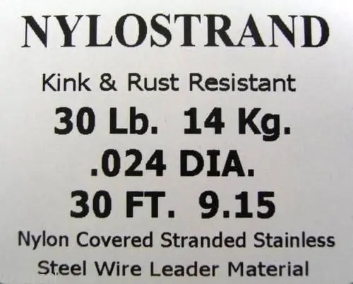 30ft Coil of Black Nylostrand Stainless Steel Fishing Wire Leader Material