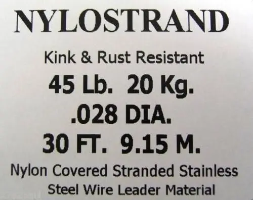 30ft Coil of Black Nylostrand Stainless Steel Fishing Wire Leader Material