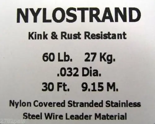 30ft Coil of Black Nylostrand Stainless Steel Fishing Wire Leader Material