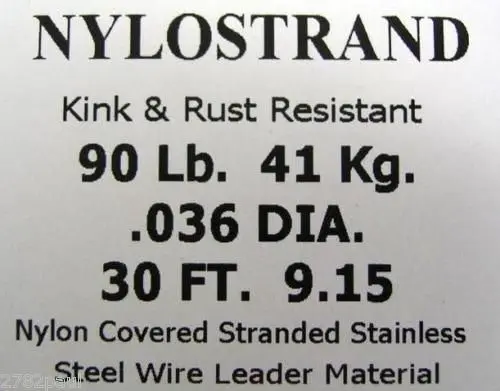 30ft Coil of Black Nylostrand Stainless Steel Fishing Wire Leader Material