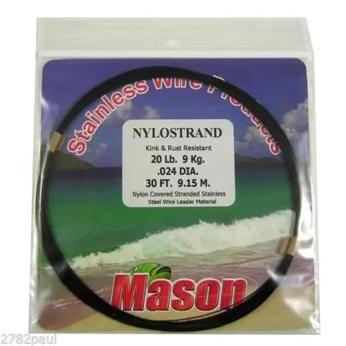 30ft Coil of Black Nylostrand Stainless Steel Fishing Wire Leader Material