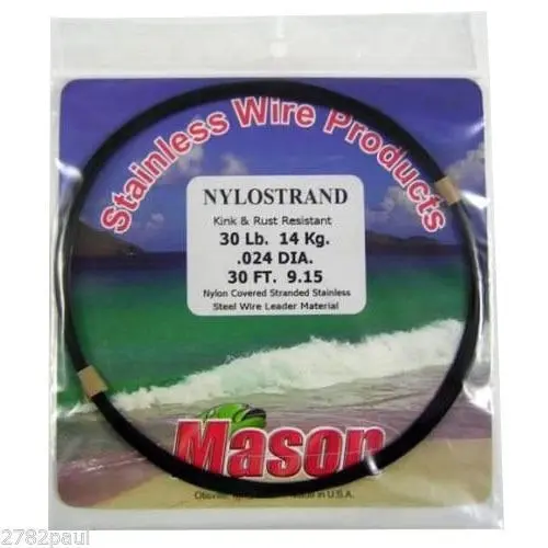 30ft Coil of Black Nylostrand Stainless Steel Fishing Wire Leader Material