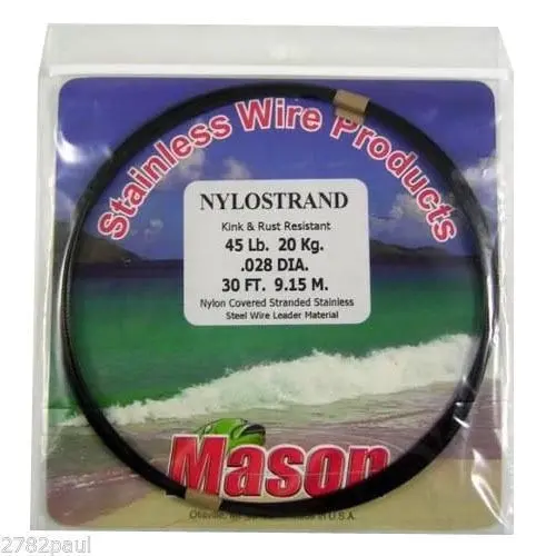 30ft Coil of Black Nylostrand Stainless Steel Fishing Wire Leader Material