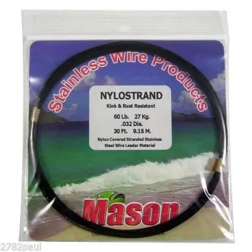 30ft Coil of Black Nylostrand Stainless Steel Fishing Wire Leader Material