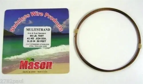 30ft Coil of Mason Multistrand Stainless Steel Wire Fishing Leader