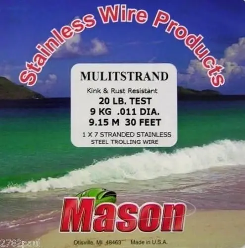 30ft Coil of Mason Multistrand Stainless Steel Wire Fishing Leader