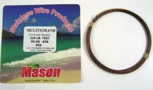 30ft Coil of Mason Multistrand Stainless Steel Wire Fishing Leader