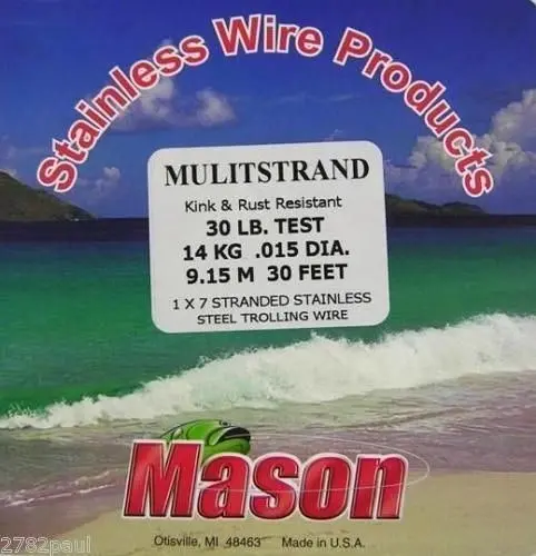 30ft Coil of Mason Multistrand Stainless Steel Wire Fishing Leader