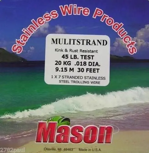 30ft Coil of Mason Multistrand Stainless Steel Wire Fishing Leader