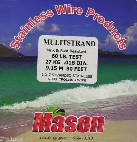 30ft Coil of Mason Multistrand Stainless Steel Wire Fishing Leader