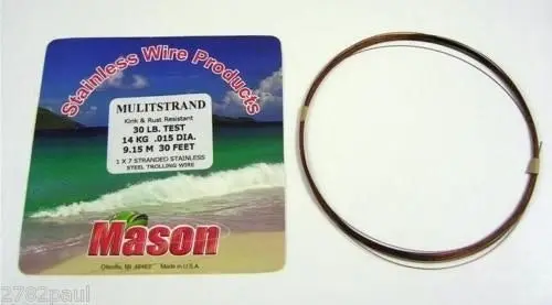 30ft Coil of Mason Multistrand Stainless Steel Wire Fishing Leader