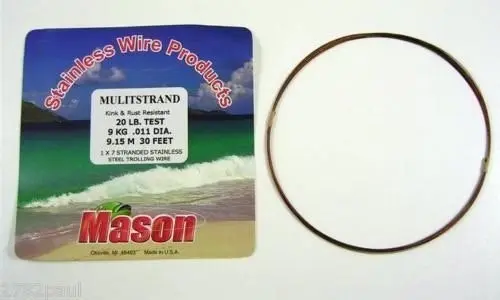 30ft Coil of Mason Multistrand Stainless Steel Wire Fishing Leader