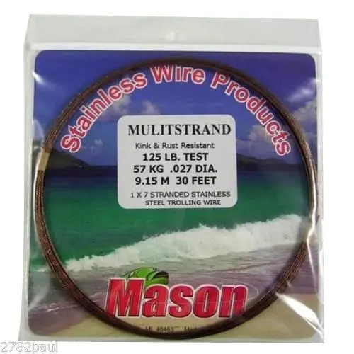 30ft Coil of Mason Multistrand Stainless Steel Wire Fishing Leader