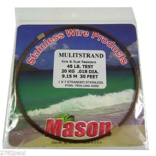 30ft Coil of Mason Multistrand Stainless Steel Wire Fishing Leader