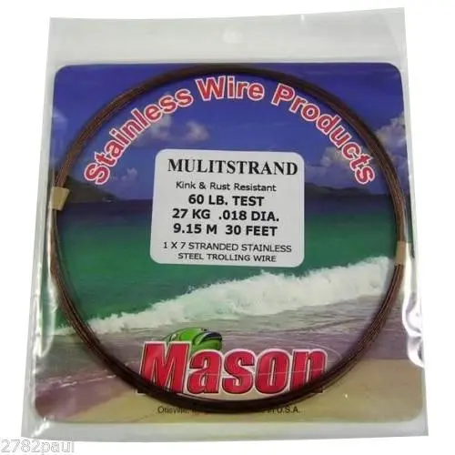 30ft Coil of Mason Multistrand Stainless Steel Wire Fishing Leader