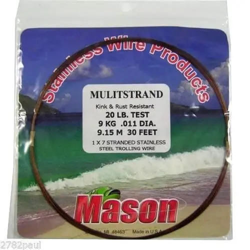 30ft Coil of Mason Multistrand Stainless Steel Wire Fishing Leader