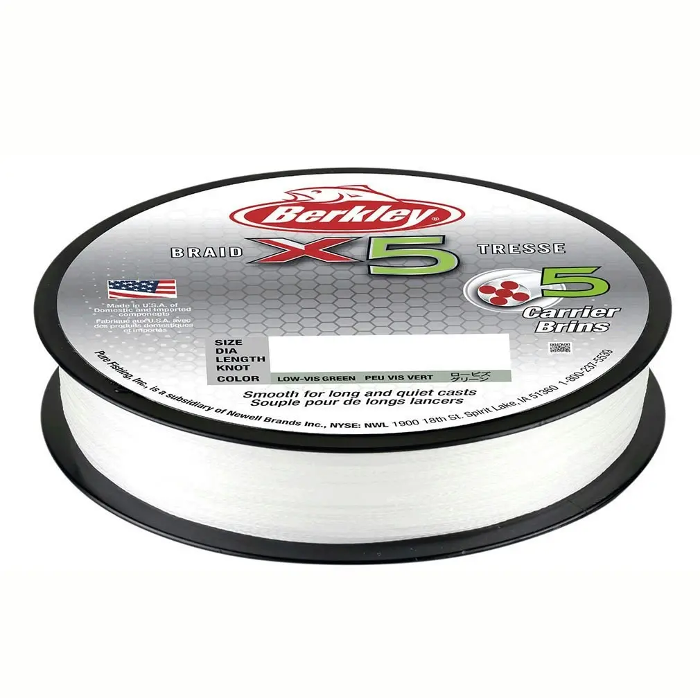 150m Spool of Crystal White Berkley X5 Braided Fishing Line - 5 Carrier Braid