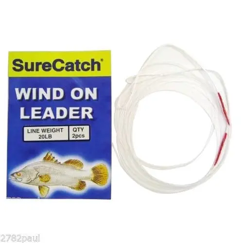 1 Packet of Surecatch Dacron Sleeved 1.5m Wind On Leader - Mono Fishing Leader