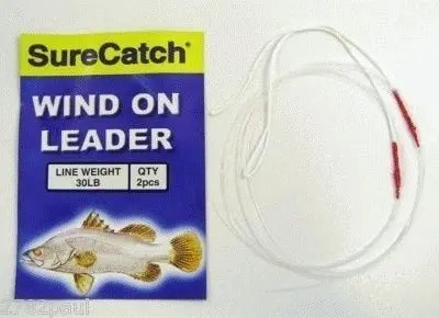 1 Packet of Surecatch Dacron Sleeved 1.5m Wind On Leader - Mono Fishing Leader