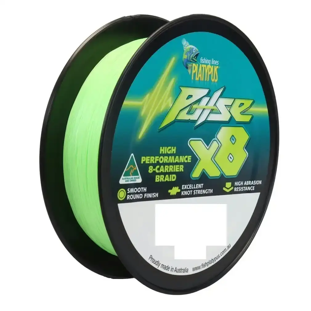 150m Spool Of Platypus Pulse X8 Braided Fishing Line - Aussie Green Braid