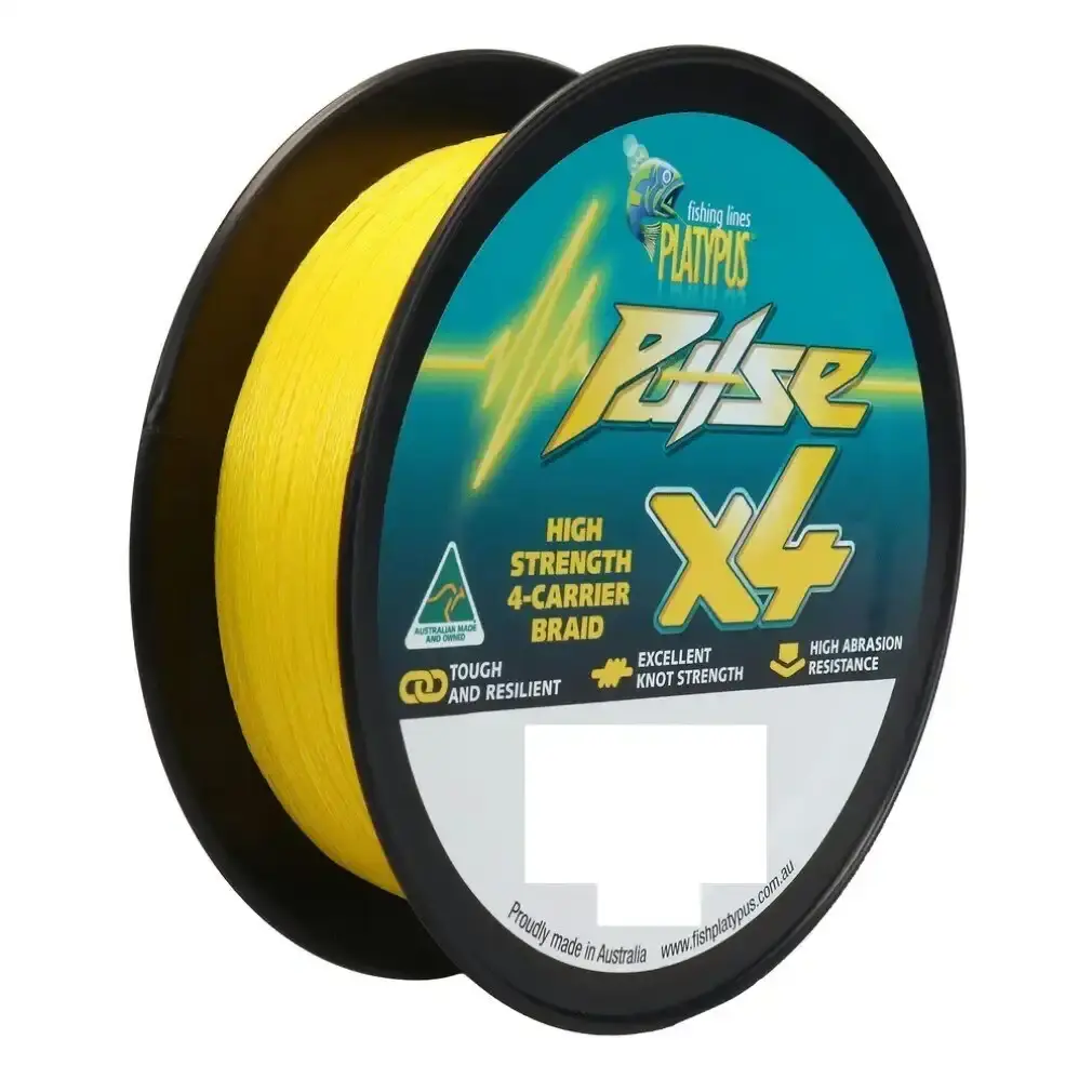 150m Spool Of Platypus Pulse X4 Braided Fishing Line -Aussie Gold Coloured Braid