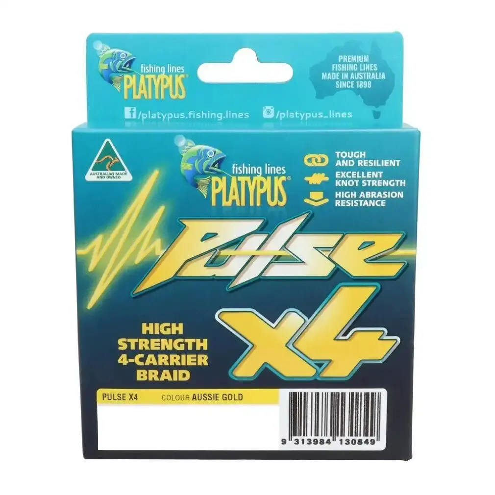 150m Spool Of Platypus Pulse X4 Braided Fishing Line -Aussie Gold Coloured Braid