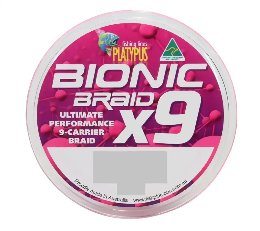 300m Spool Of Platypus Bionic X9 Braided Fishing Line - Hot Pink 9-Carrier Braid