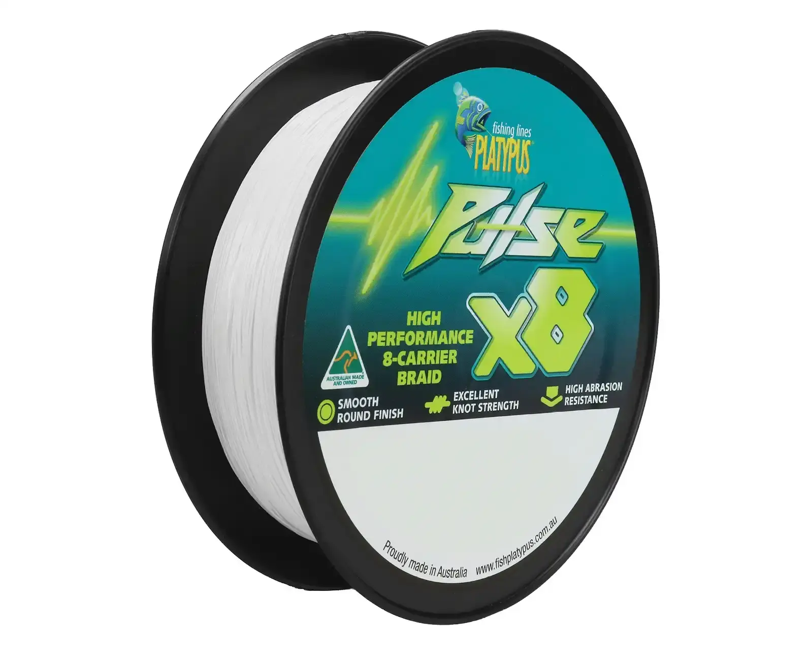 300m Spool Of White Platypus Pulse X8 Braided Fishing Line - White Braid