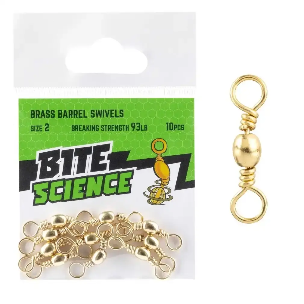 10 Pack of Bite Science Brass Barrel Fishing Swivels