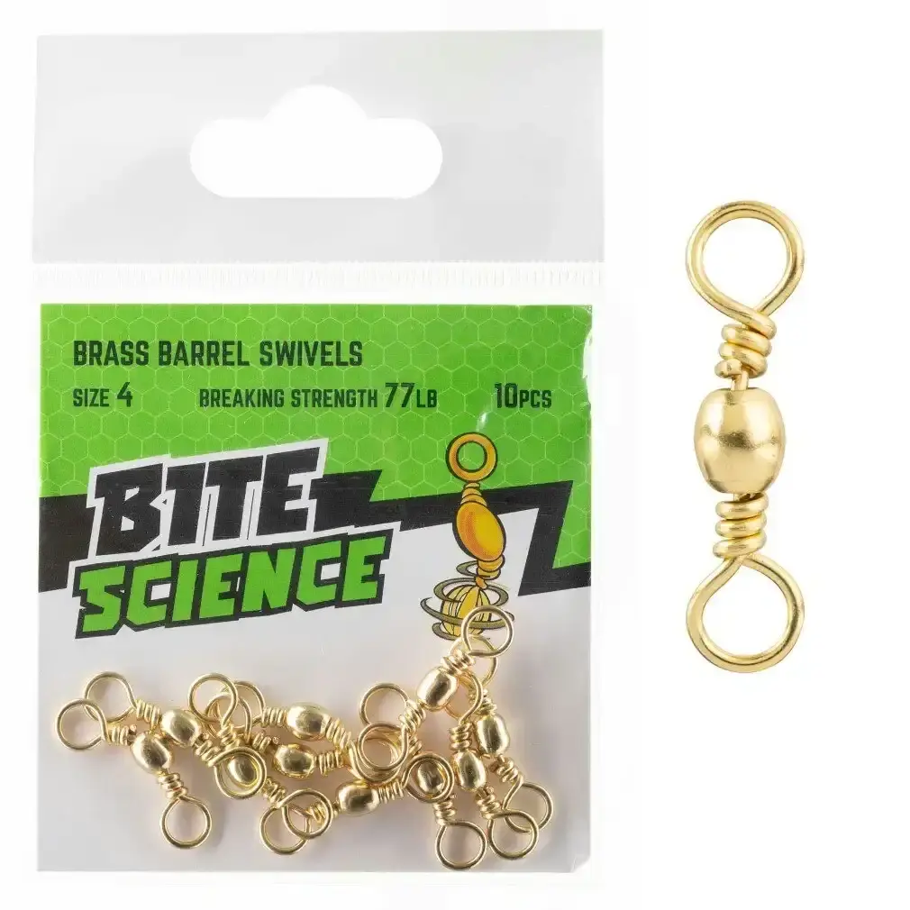 10 Pack of Bite Science Brass Barrel Fishing Swivels